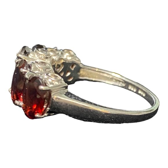 Garnet Ring Size 9 5 Oval Stones 9 Carats Jewelry Sterling Silver Stamped 925 Po - Picture 6 of 13